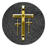 DAROUND 517 GD SH BK Gold 3 Crosses Shimmer Black Background